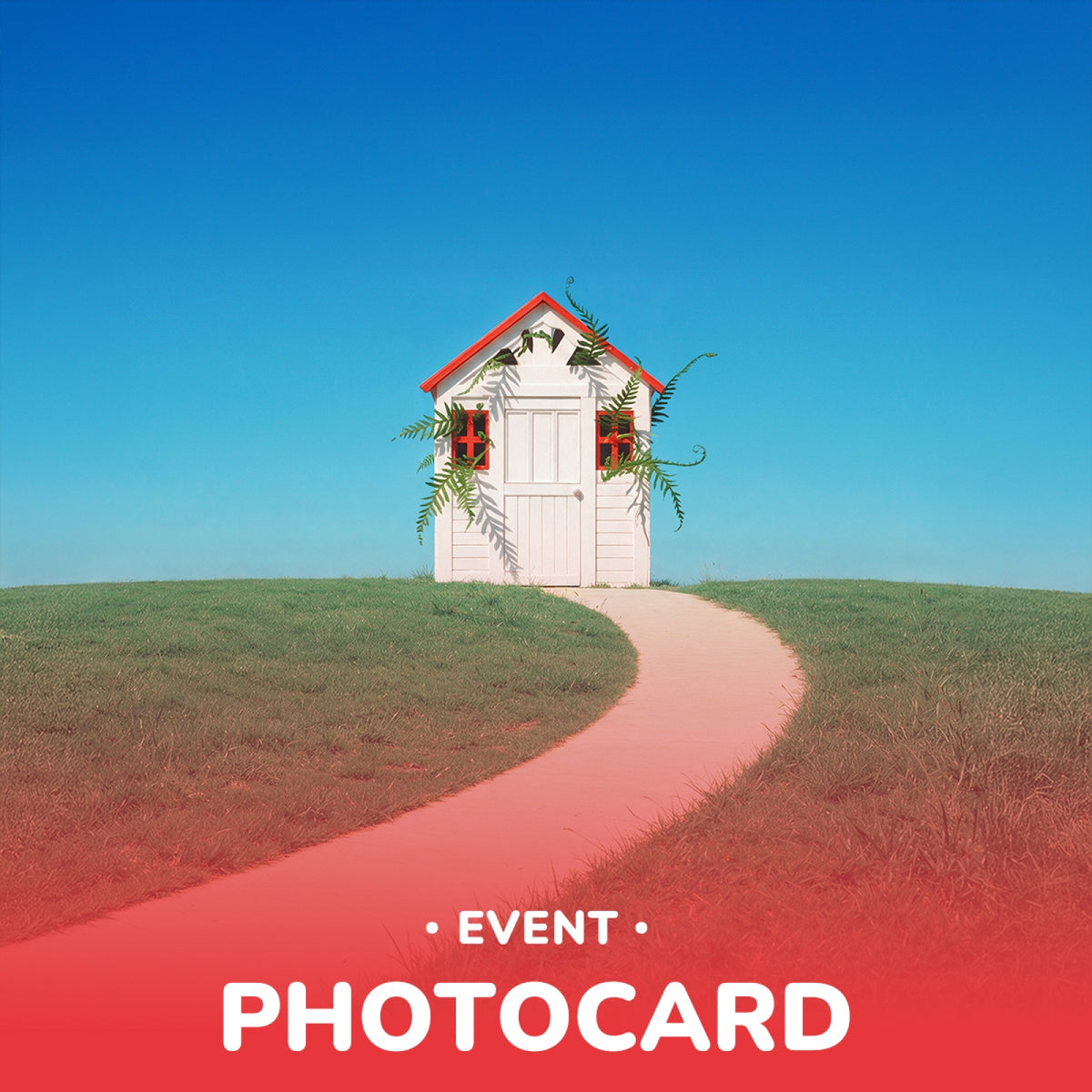 XIAOJUN Hey, Somebody SMini version WITHMUU photocard event artwork with a house on a green hill