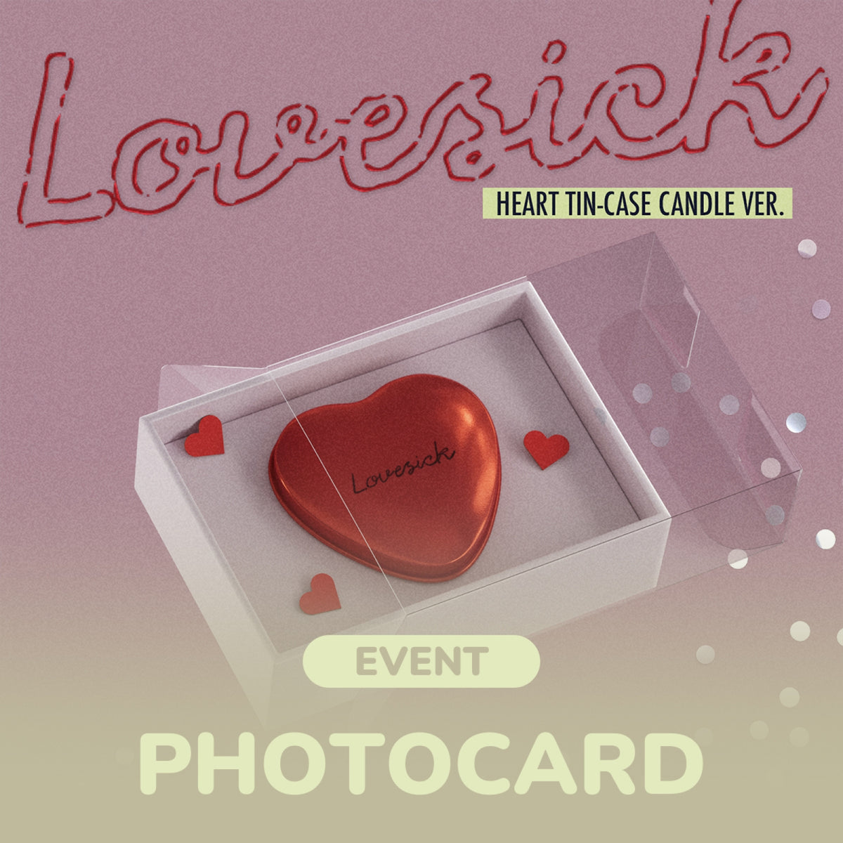 CHAERYEONG Lovesick HEART TIN-CASE CANDLE Ver. red heart tin candle in clear-sleeve gift box
