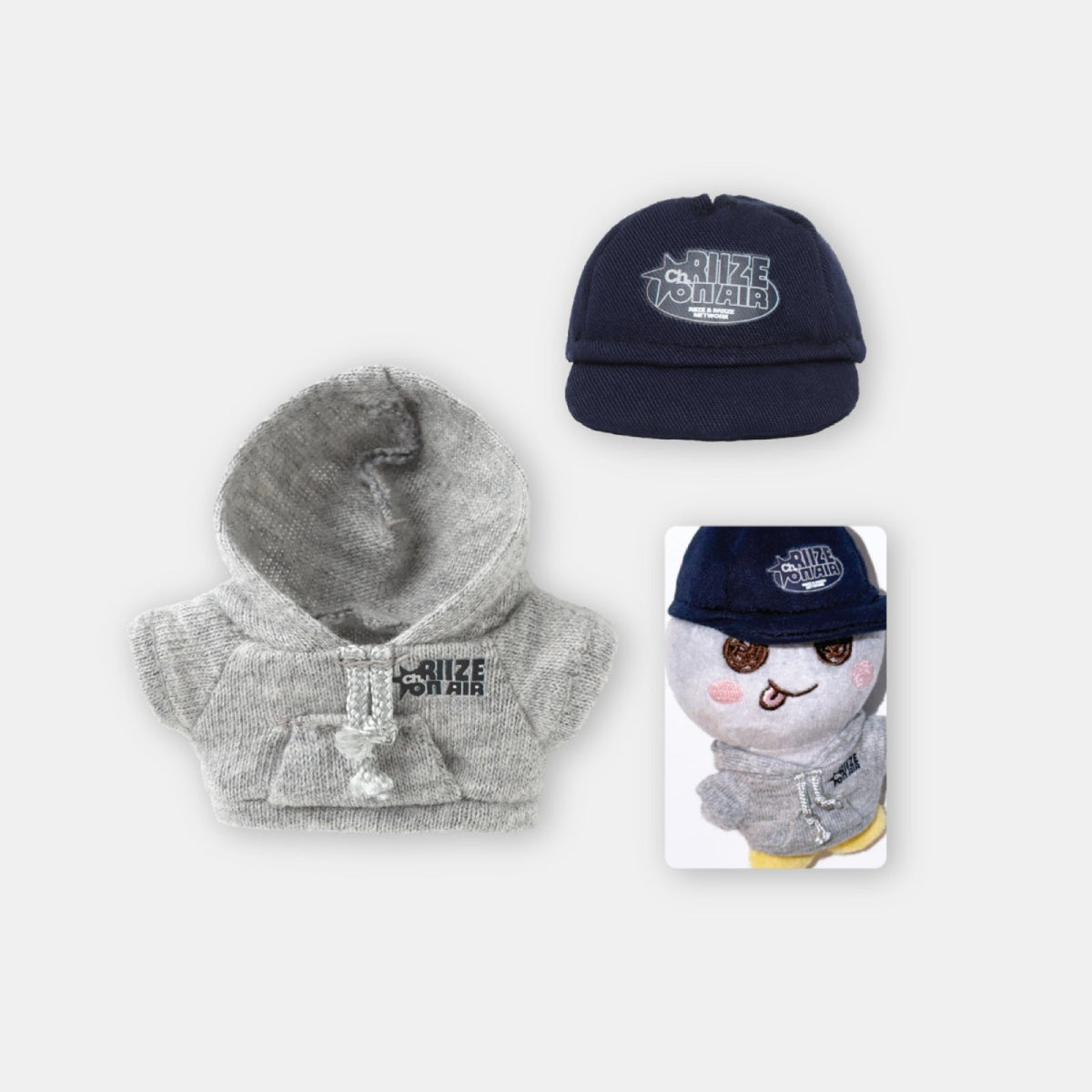 RIIZE Ch. RIIZE ON AIR 3rd anniversary fanmeeting doll hoodie and ball cap deco set with photo card