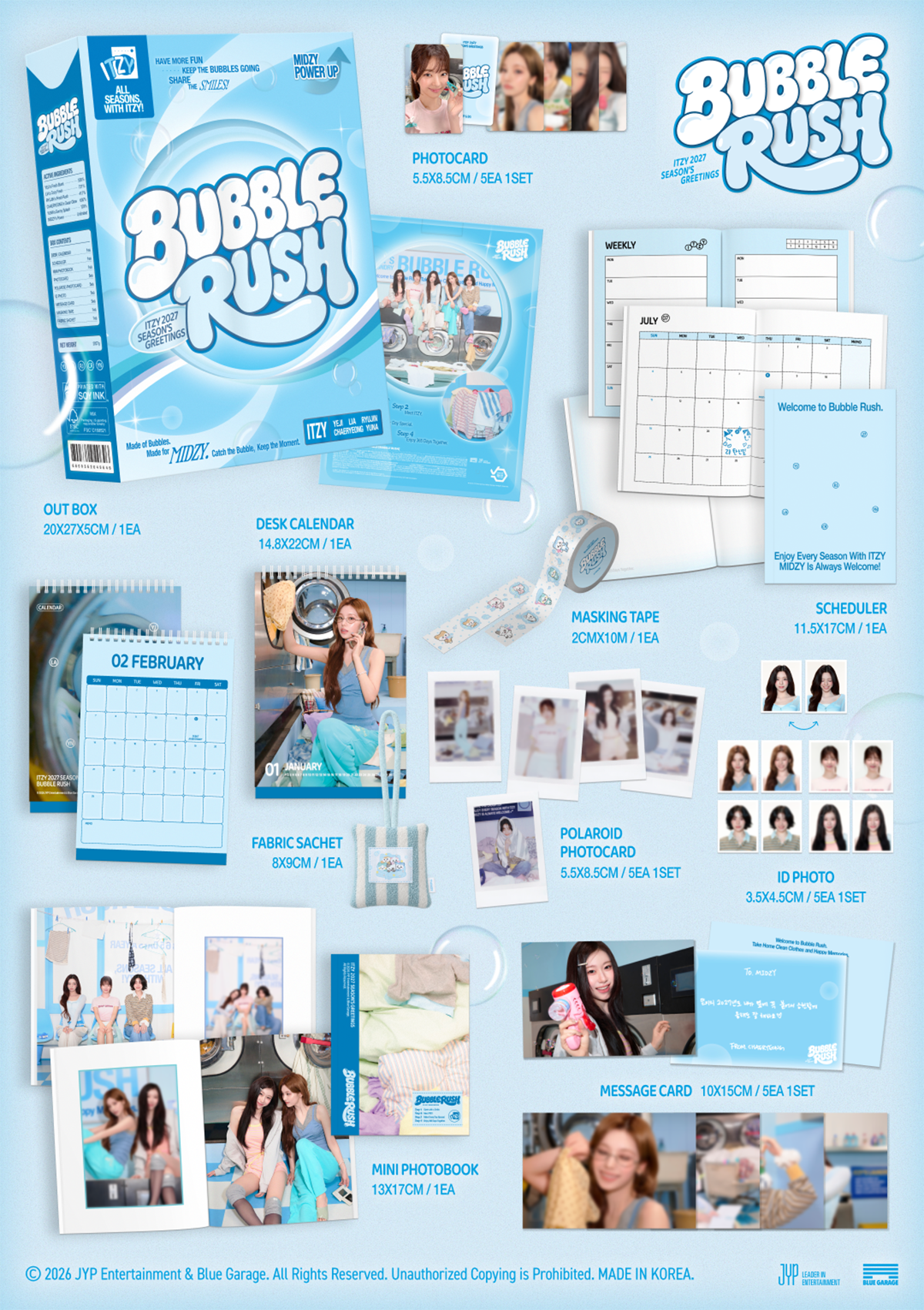 ITZY 2027 Season's Greetings BUBBLE RUSH official contents and dimensions