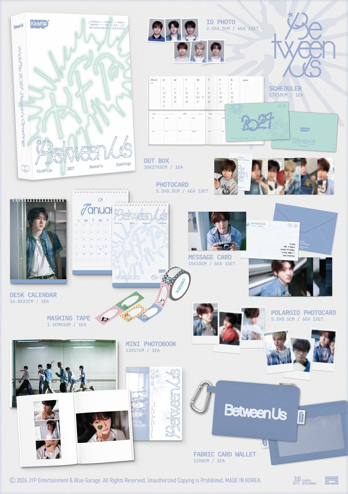 KickFlip 2027 Season's Greetings Between Us official package contents and dimensions