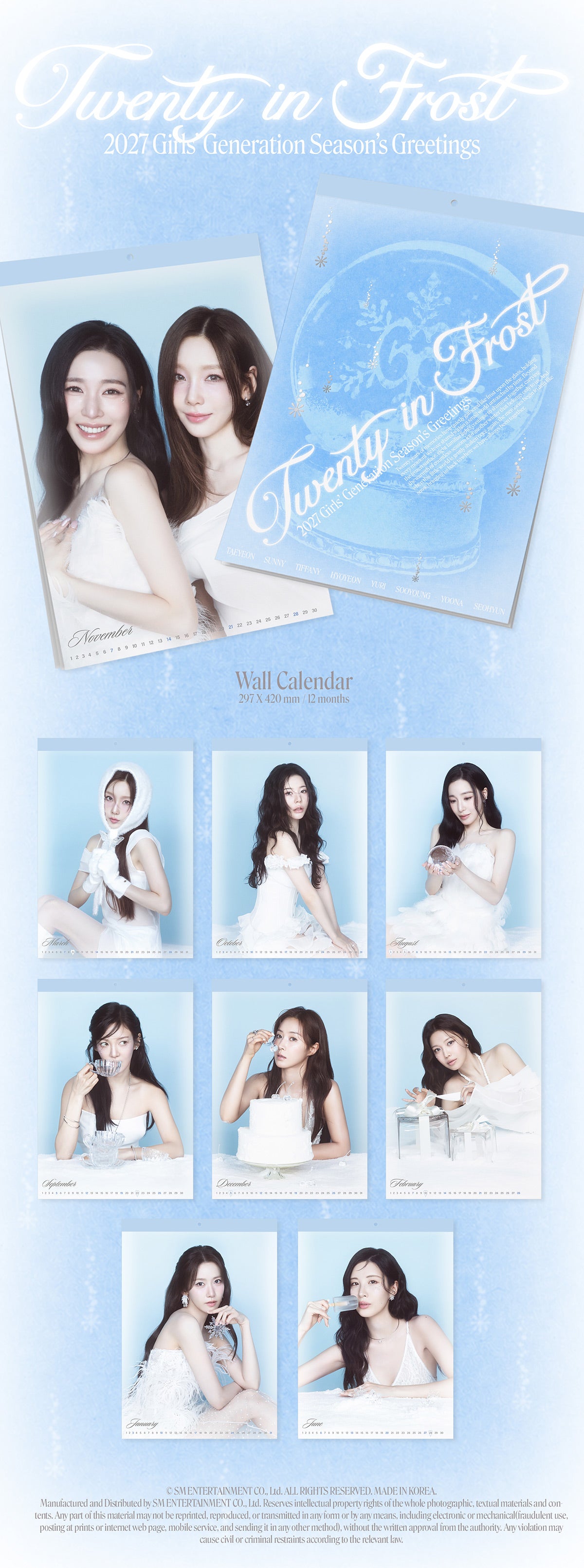 Girls' Generation 2027 official contents and dimensions