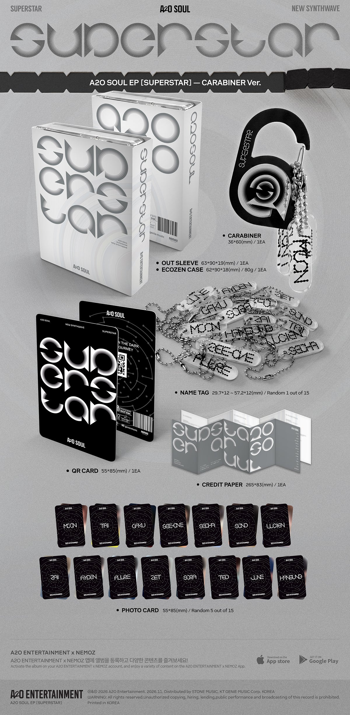 A2O SOUL SUPERSTAR CARABINER Ver. package contents and dimensions