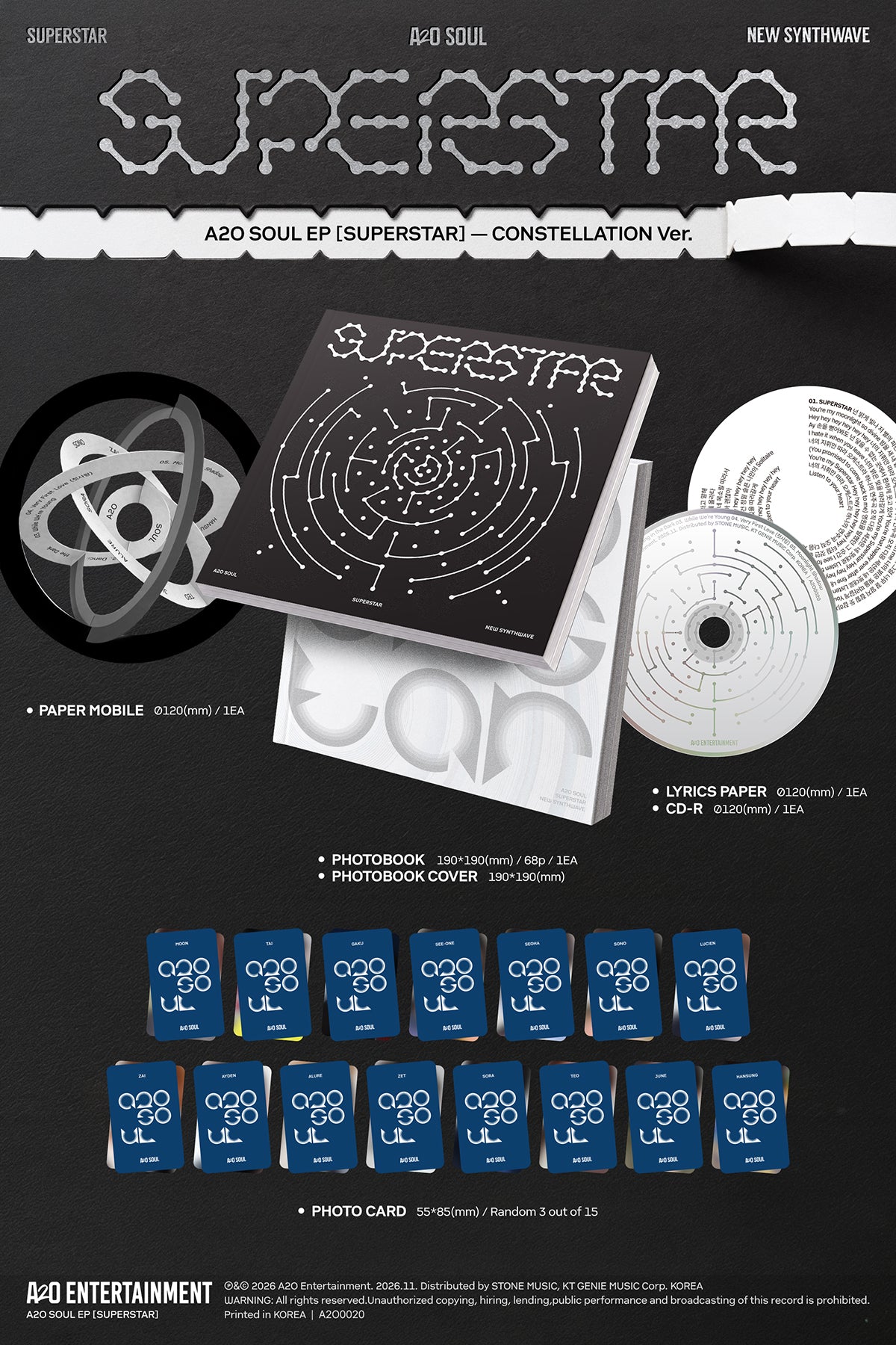 A2O SOUL SUPERSTAR CONSTELLATION Ver. package contents and dimensions