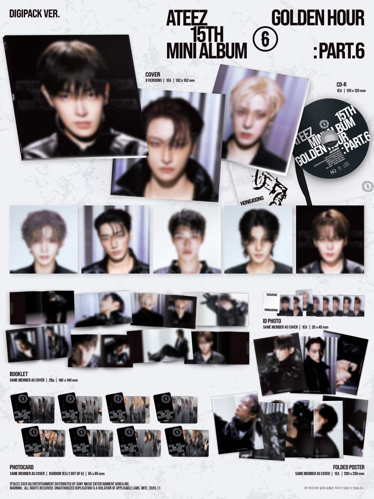 ATEEZ GOLDEN HOUR Part.6 DIGIPACK official package contents and dimensions