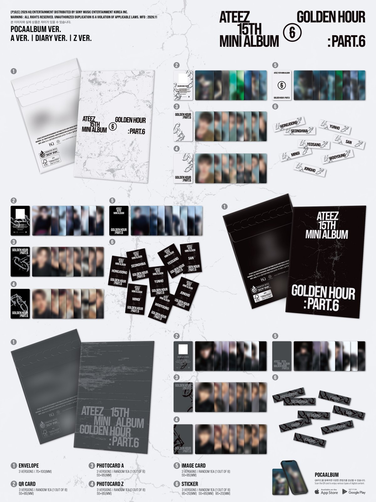 ATEEZ GOLDEN HOUR Part.6 POCA official package contents and dimensions