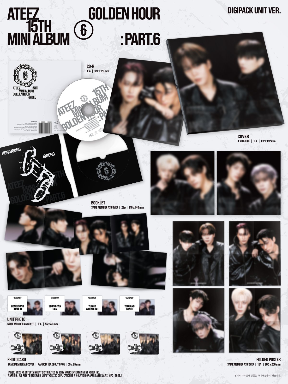 ATEEZ GOLDEN HOUR Part.6 UNIT official package contents and dimensions