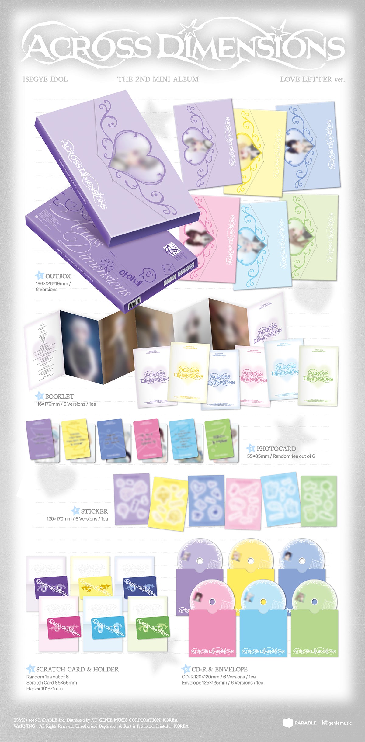 ISEGYE IDOL Across Dimensions LOVE LETTER ver. official package contents and dimensions