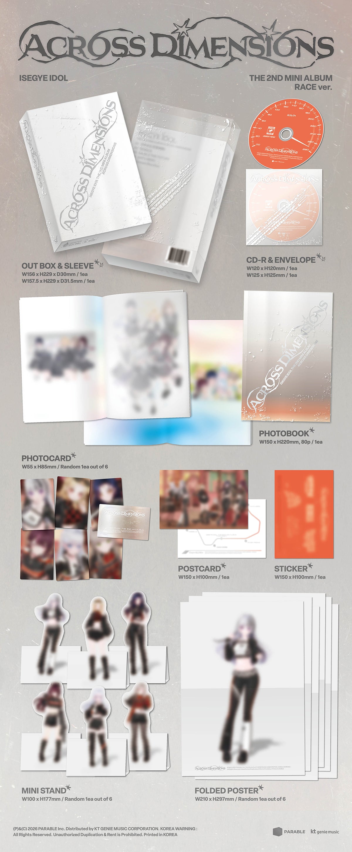 ISEGYE IDOL Across Dimensions RACE ver. official package contents and dimensions